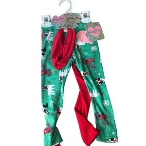 Free Style Christmas pants with dog print and red paint and hair